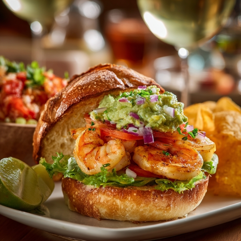 Flavorful Shrimp Burger with Guacamole